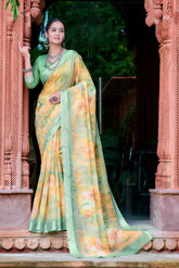 Women's Linen Cotton Traditional Saree