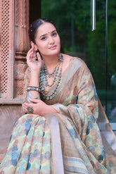Women's Linen Cotton Traditional Saree