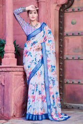 Women's Linen Cotton Traditional Saree