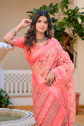Women's Linen Cotton Traditional Saree
