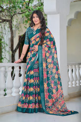 Women's Linen Cotton Traditional Saree