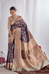 Women Floral Woven Kanjeevaram Saree with Contrast Border