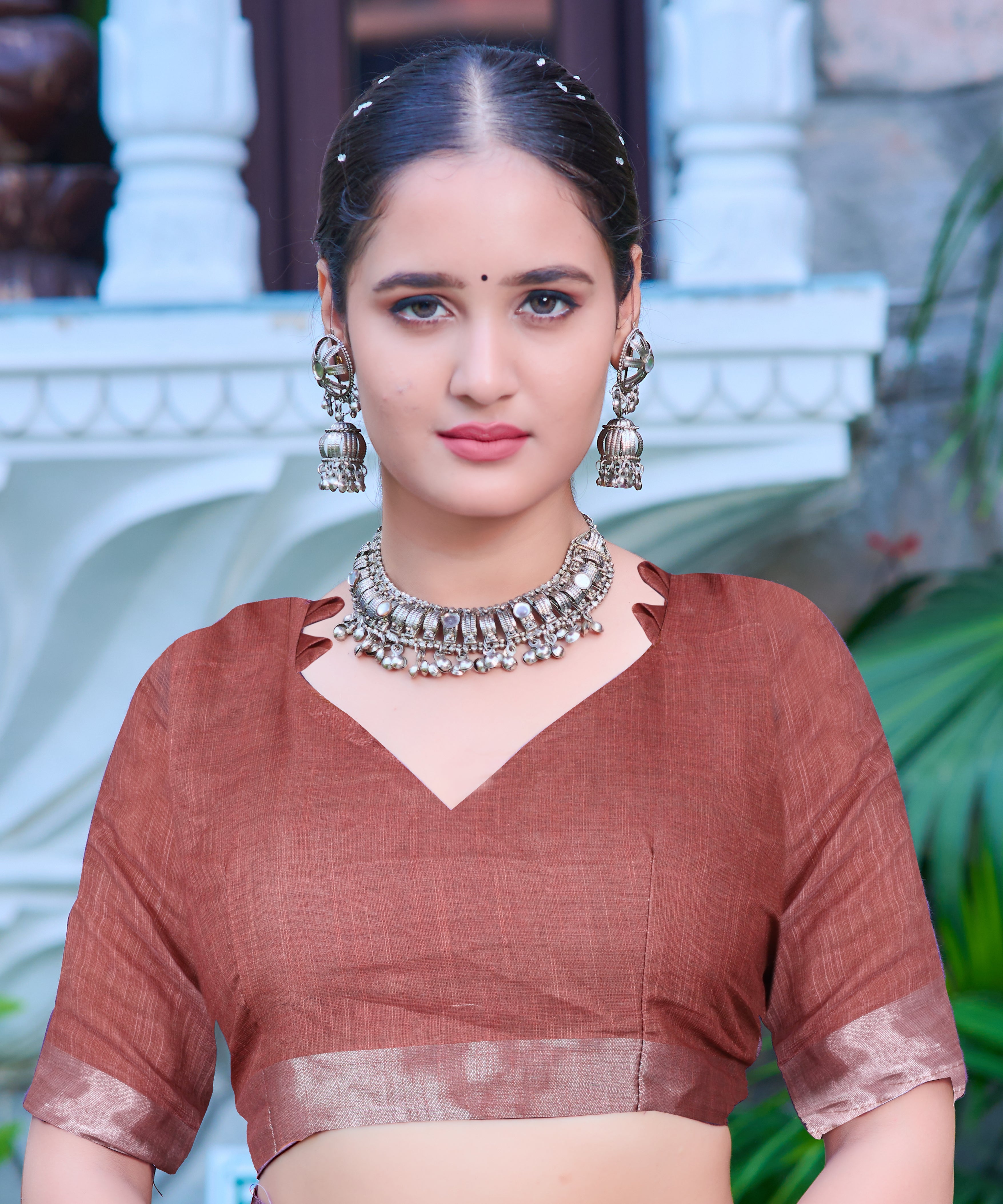 Women's Linen Cotton Traditional Saree