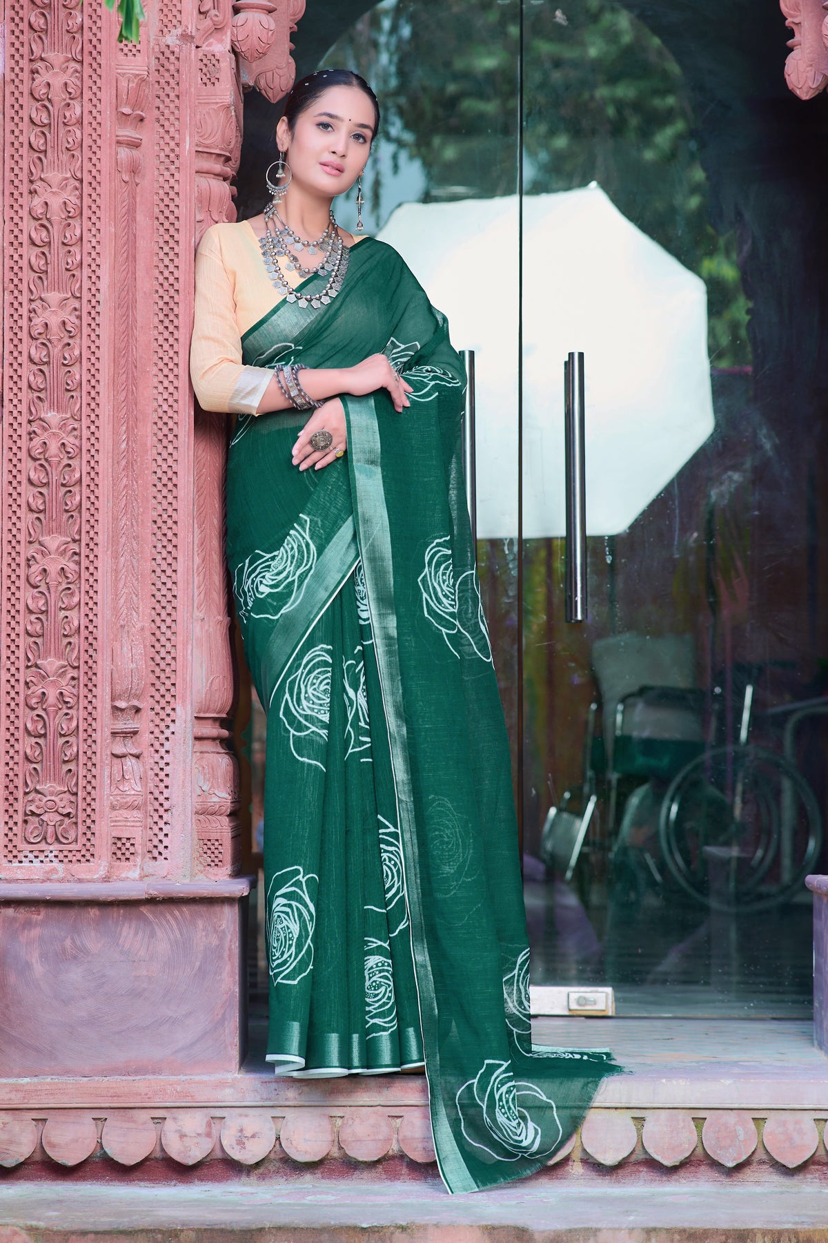 Women's Linen Cotton Traditional Saree