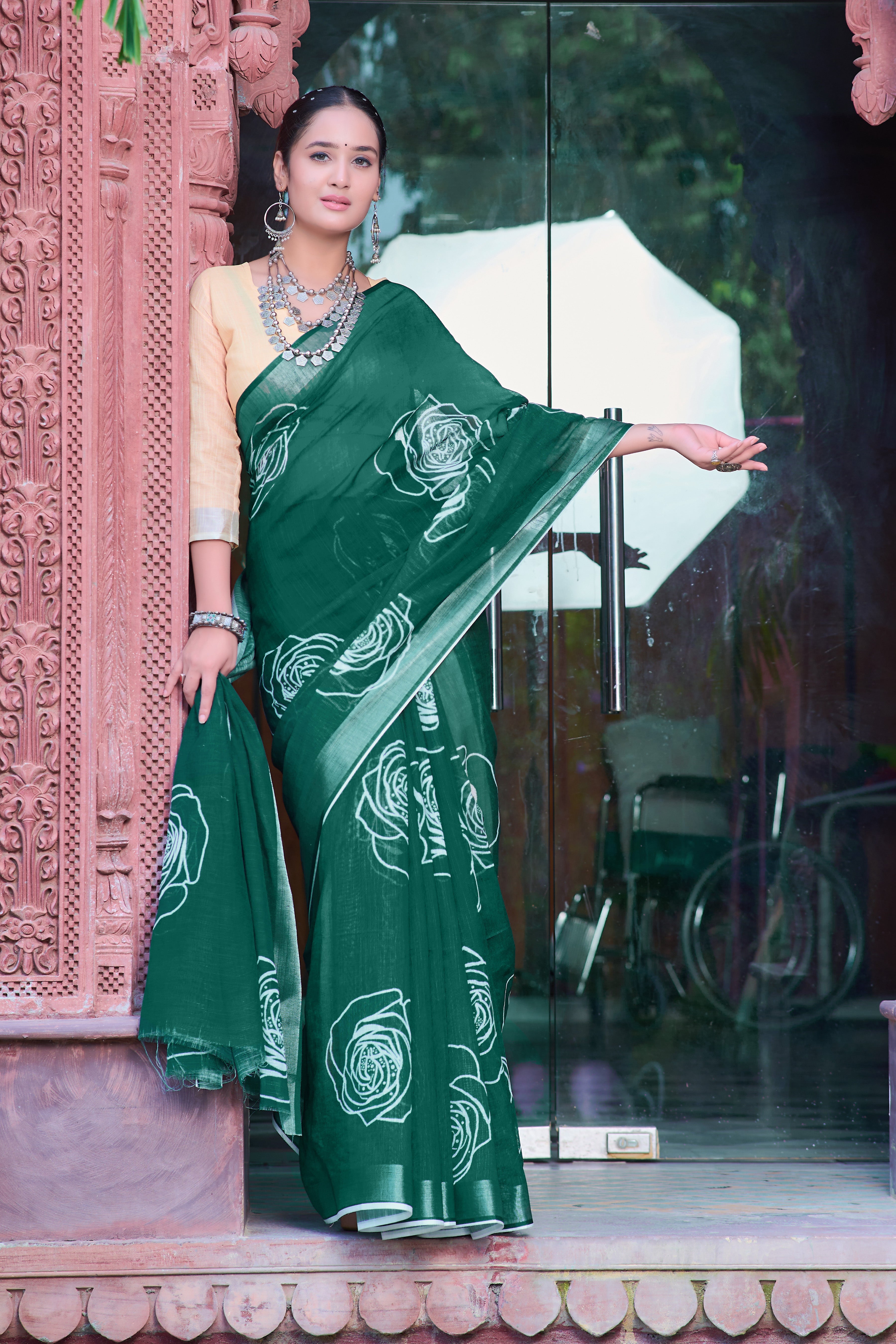 Women's Linen Cotton Traditional Saree