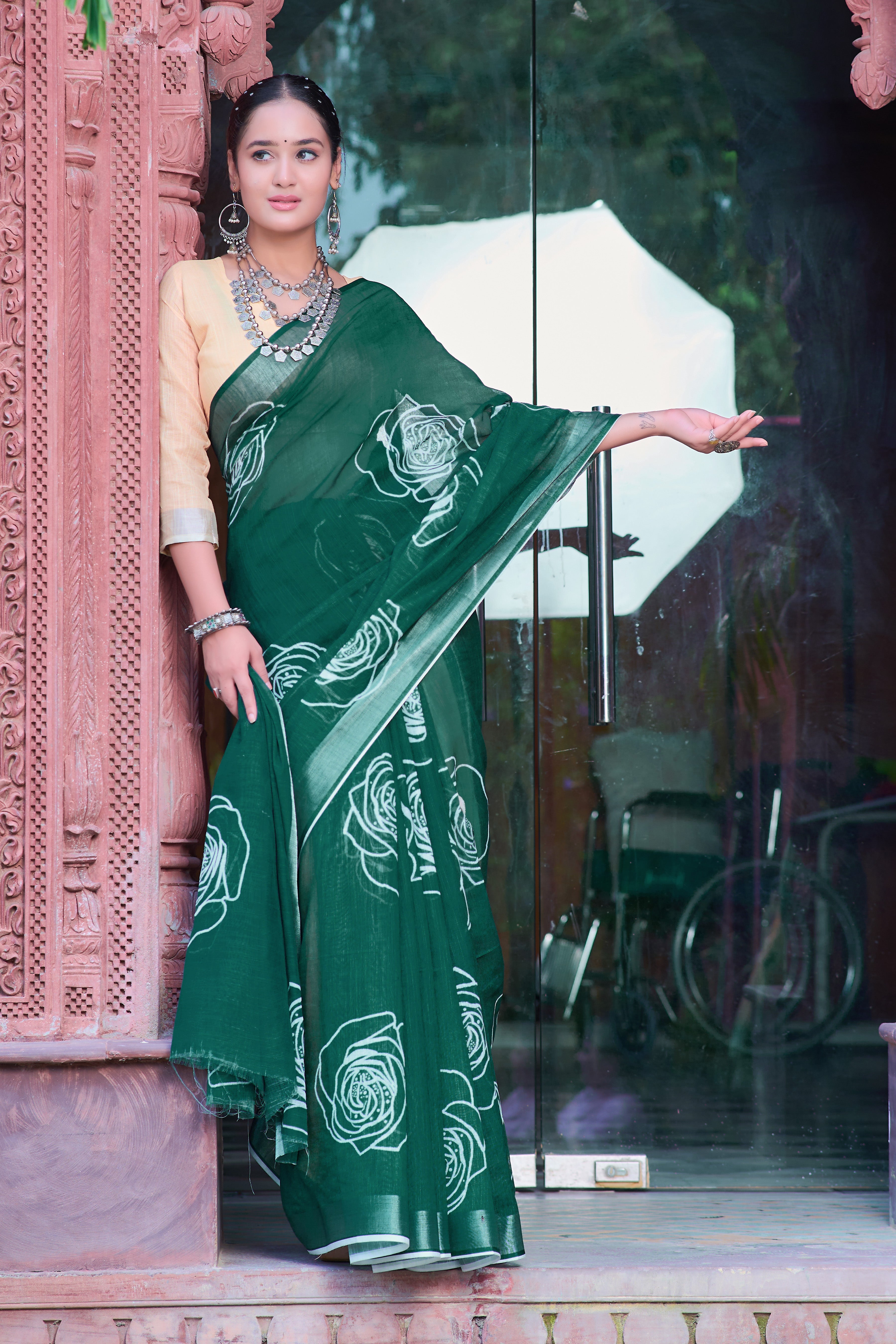 Women's Linen Cotton Traditional Saree