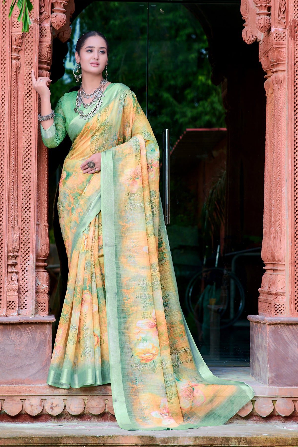 Women's Linen Cotton Traditional Saree