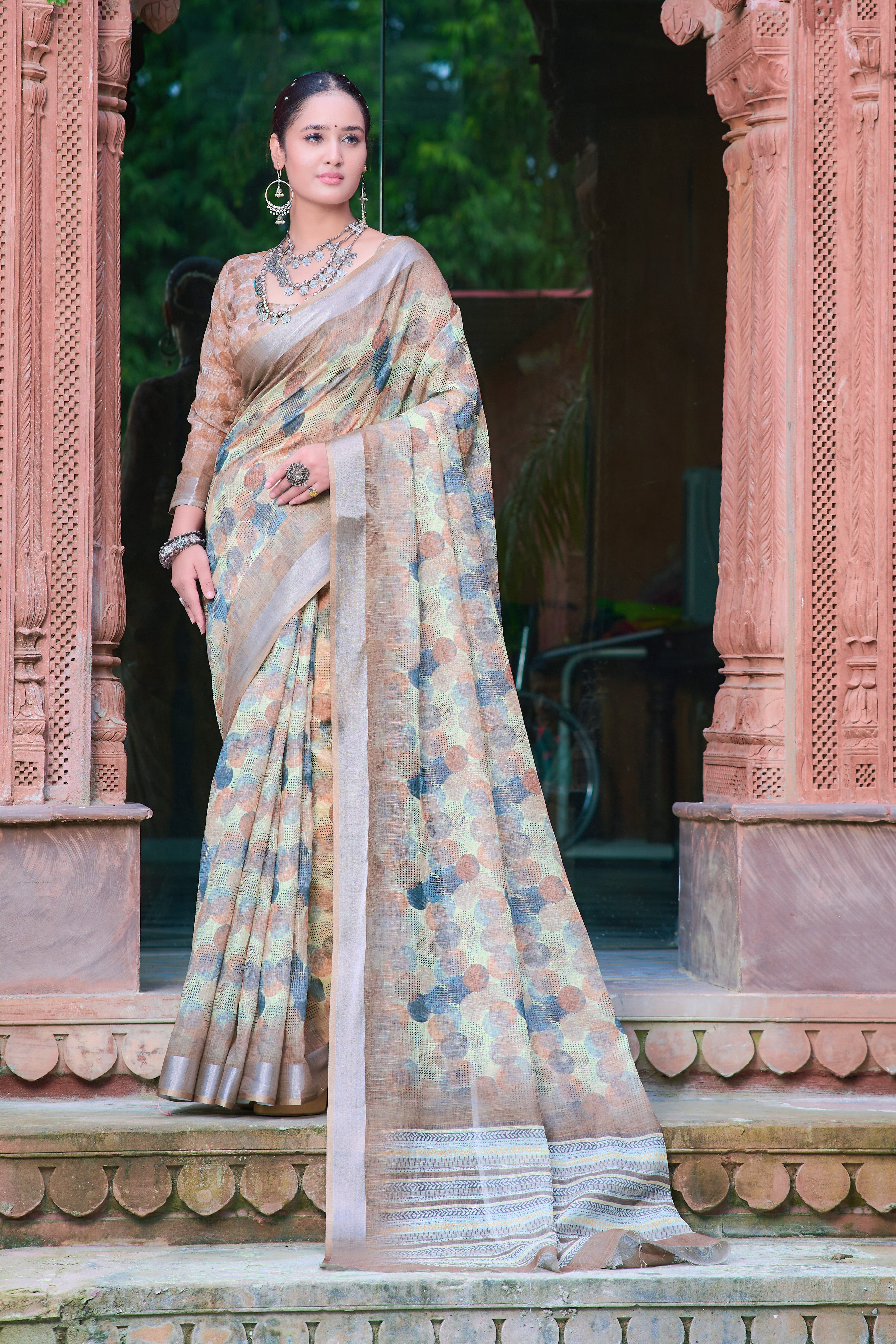 Women's Linen Cotton Traditional Saree