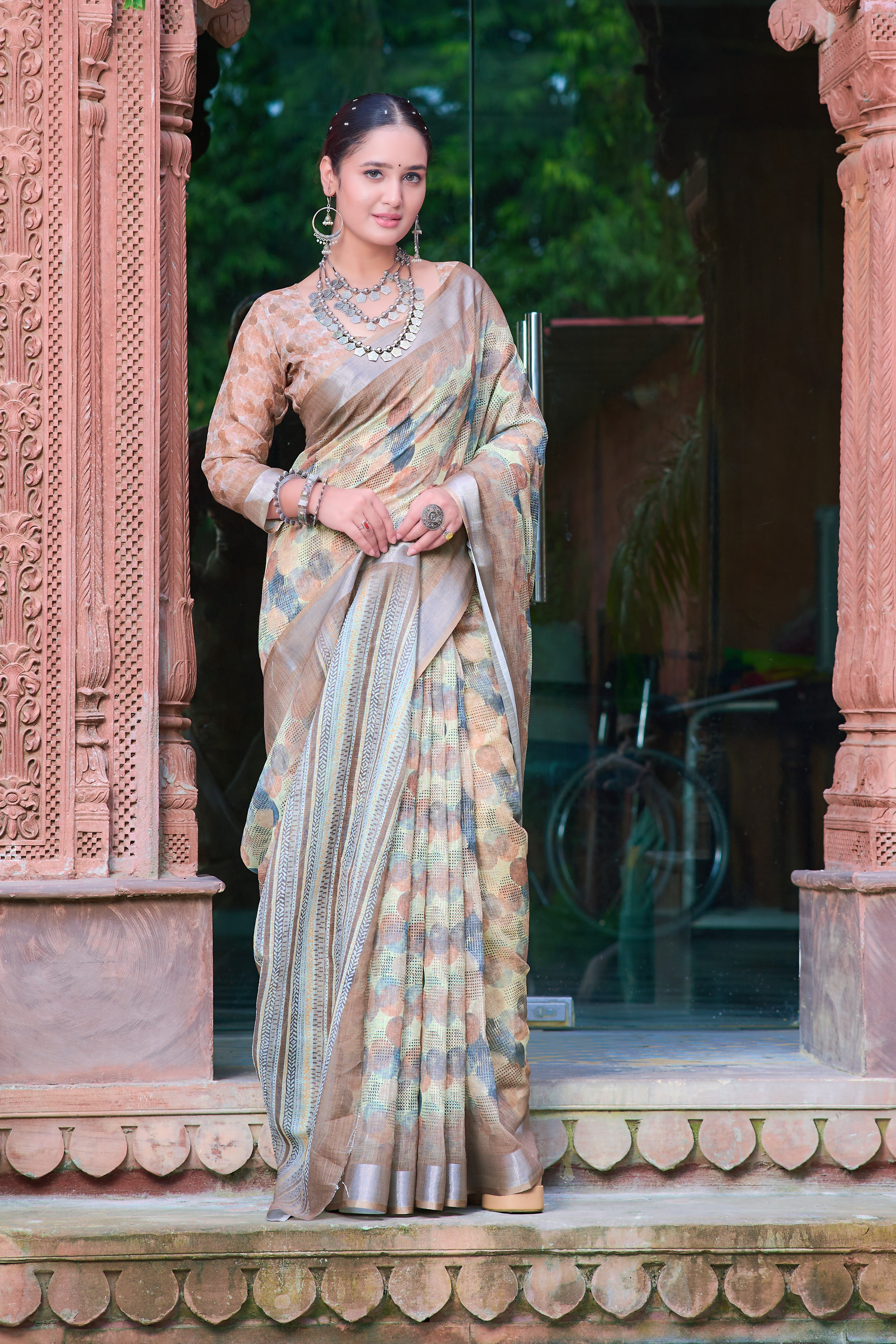 Women's Linen Cotton Traditional Saree