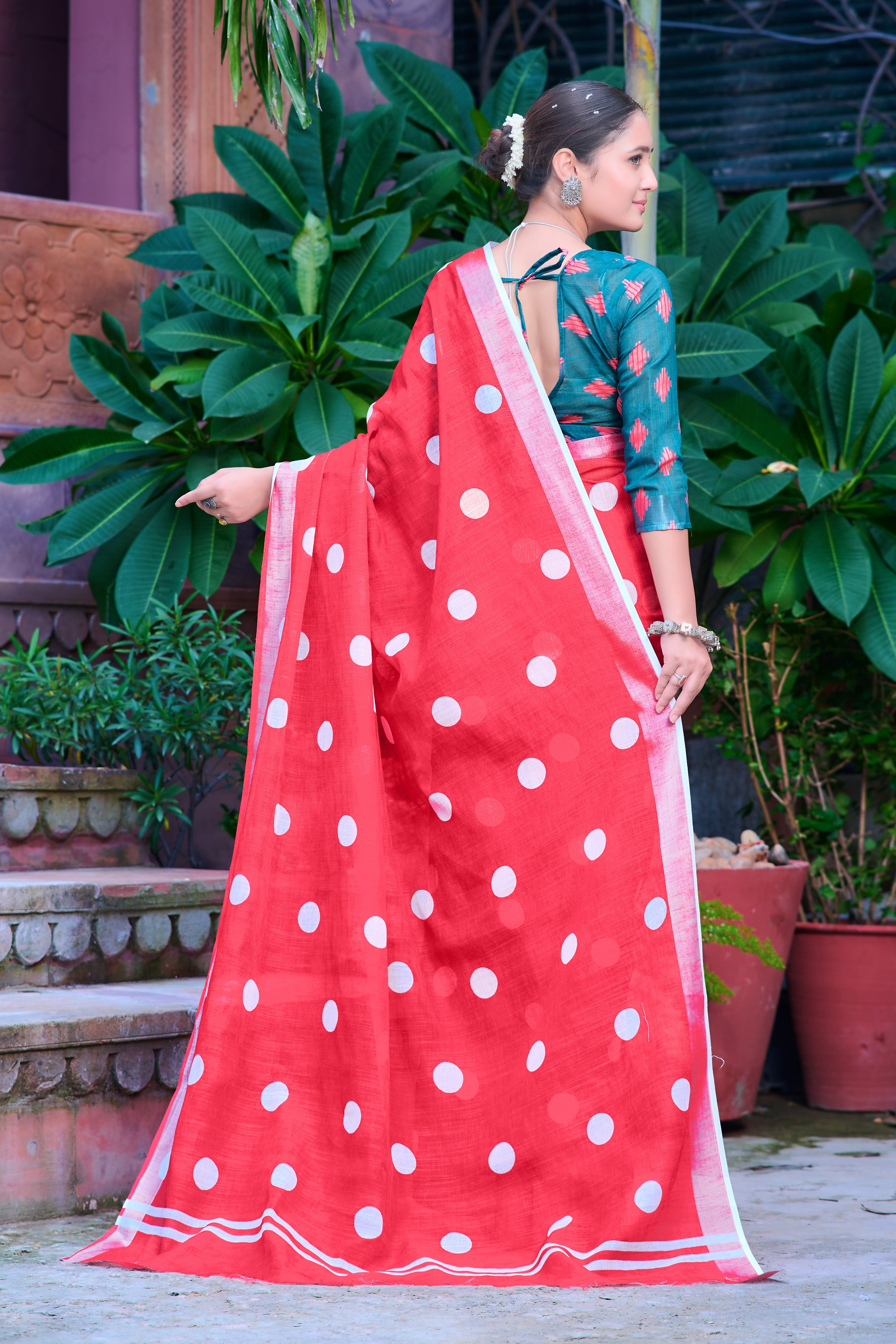 Women's Linen Cotton Traditional Saree