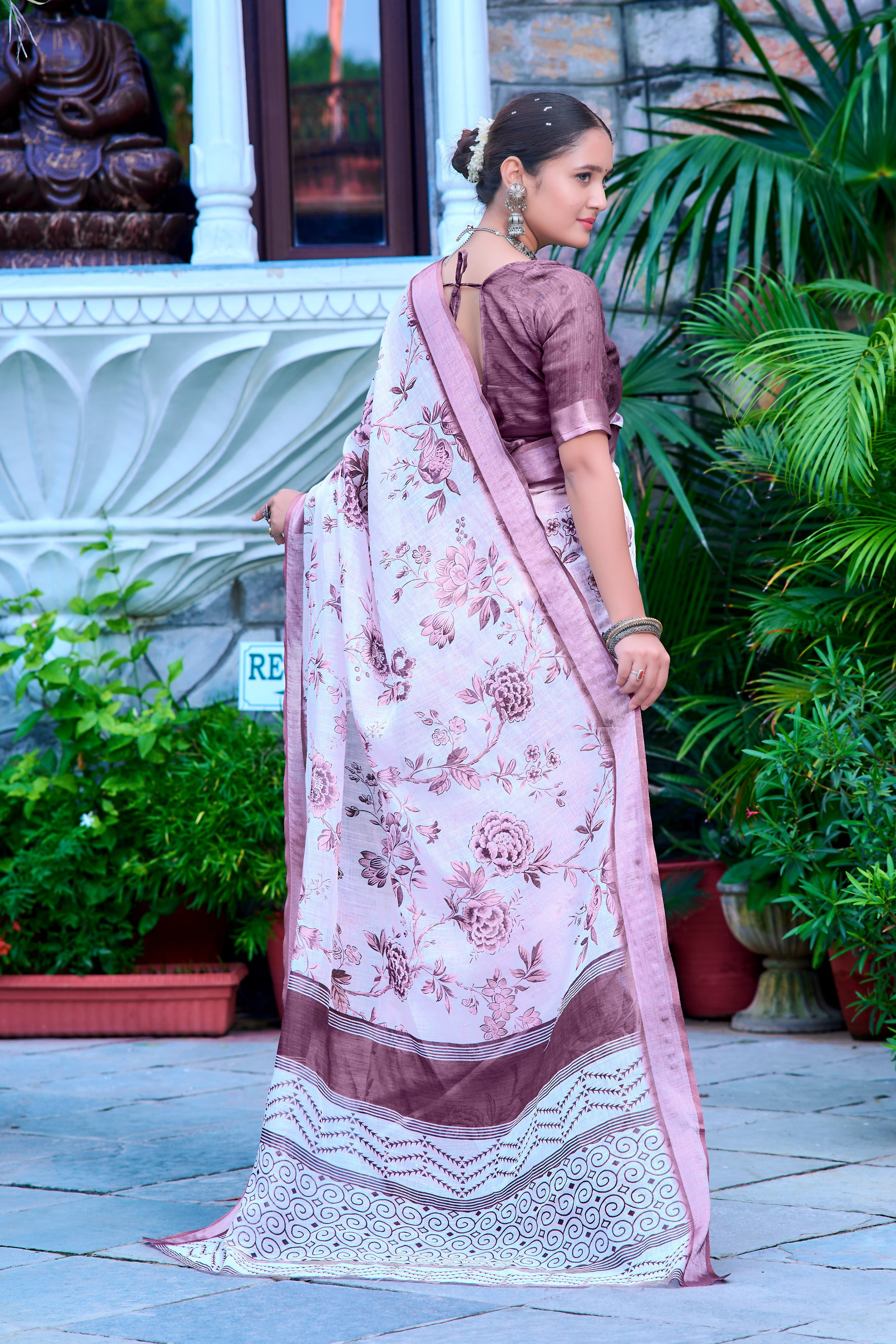 Women's Linen Cotton Traditional Saree