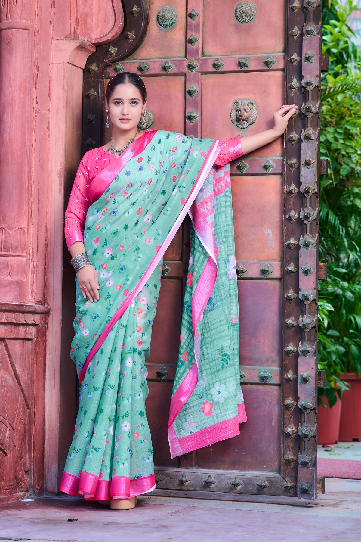 Women's Linen Cotton Traditional Saree