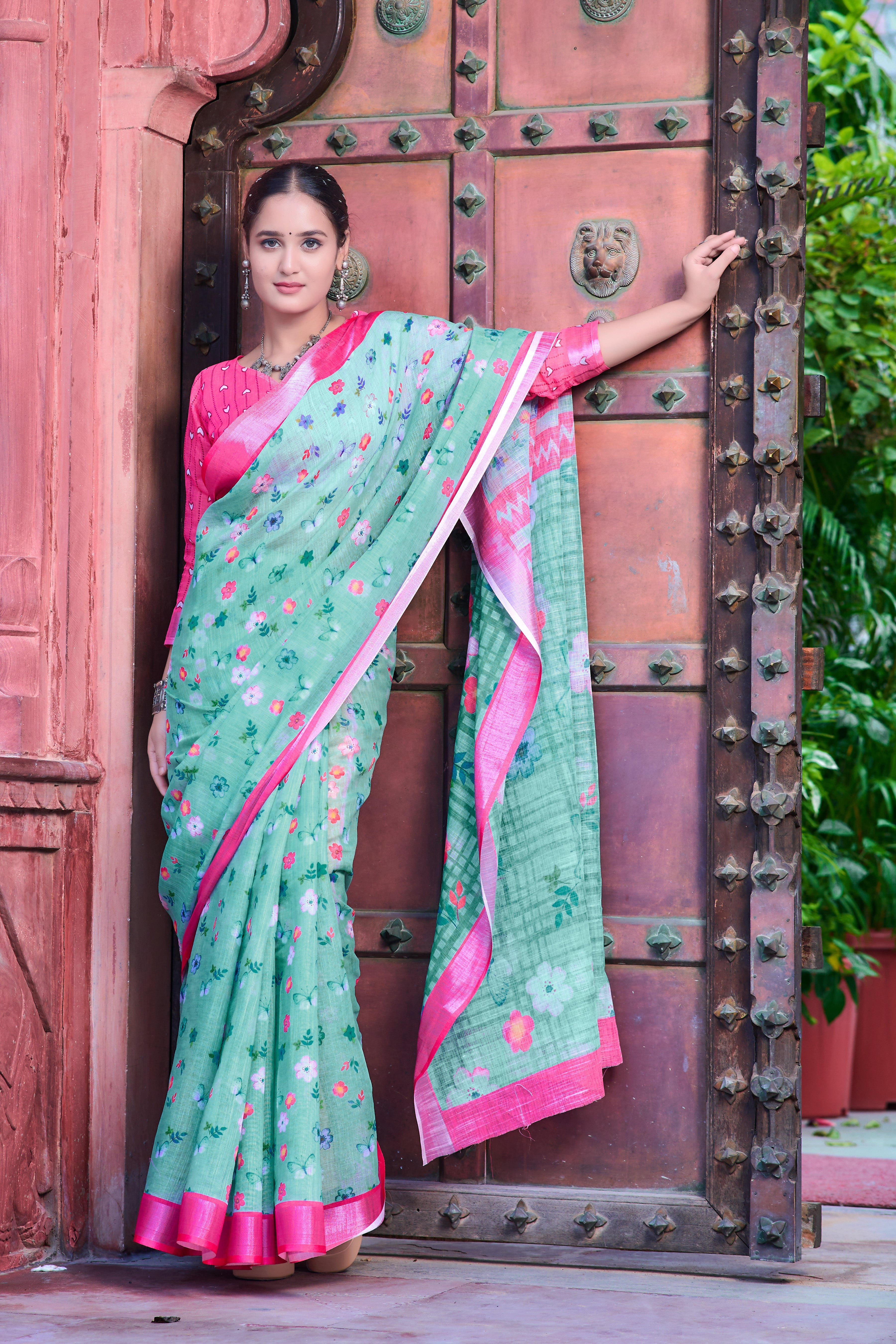 Women's Linen Cotton Traditional Saree