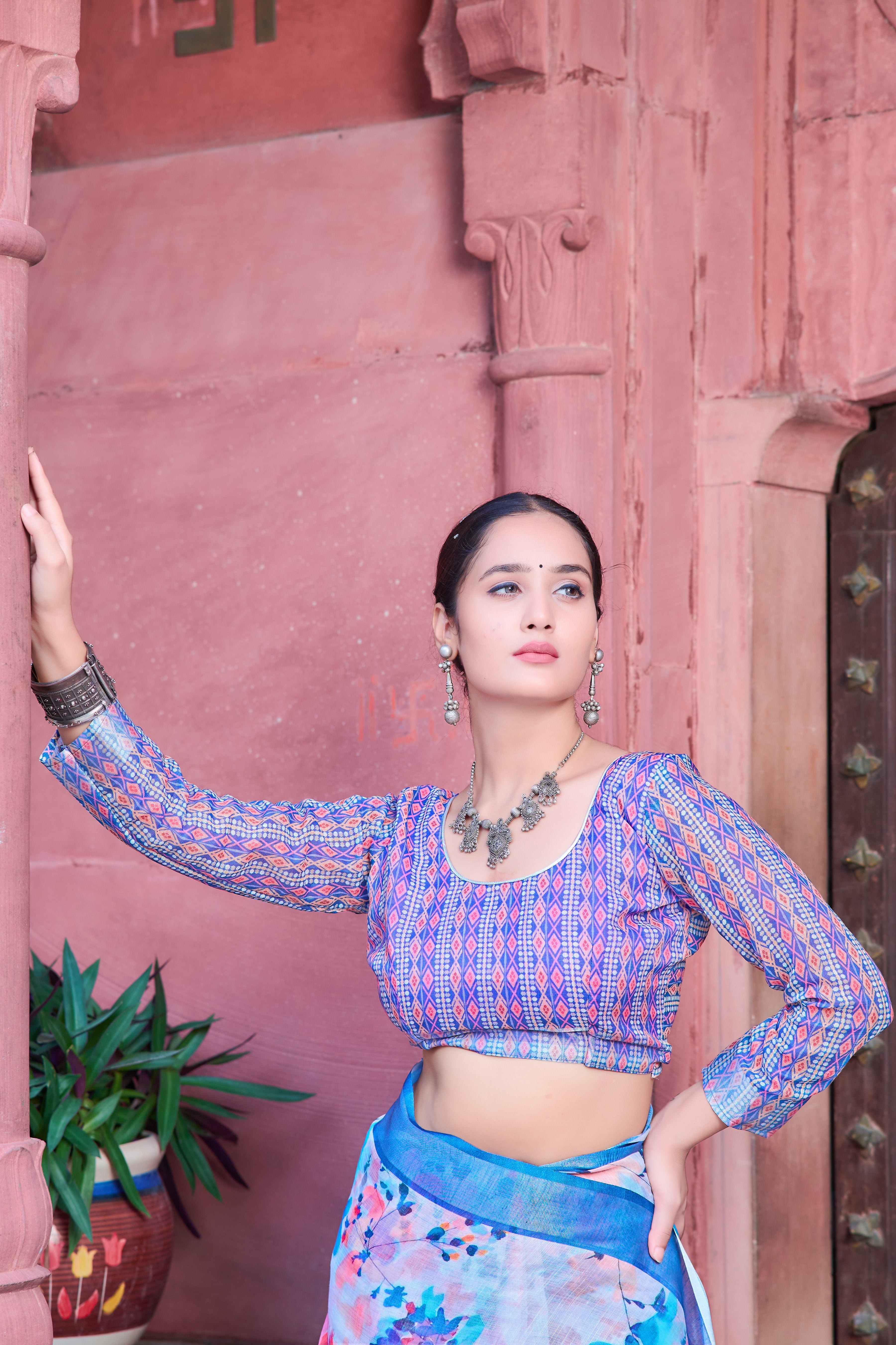 Women's Linen Cotton Traditional Saree