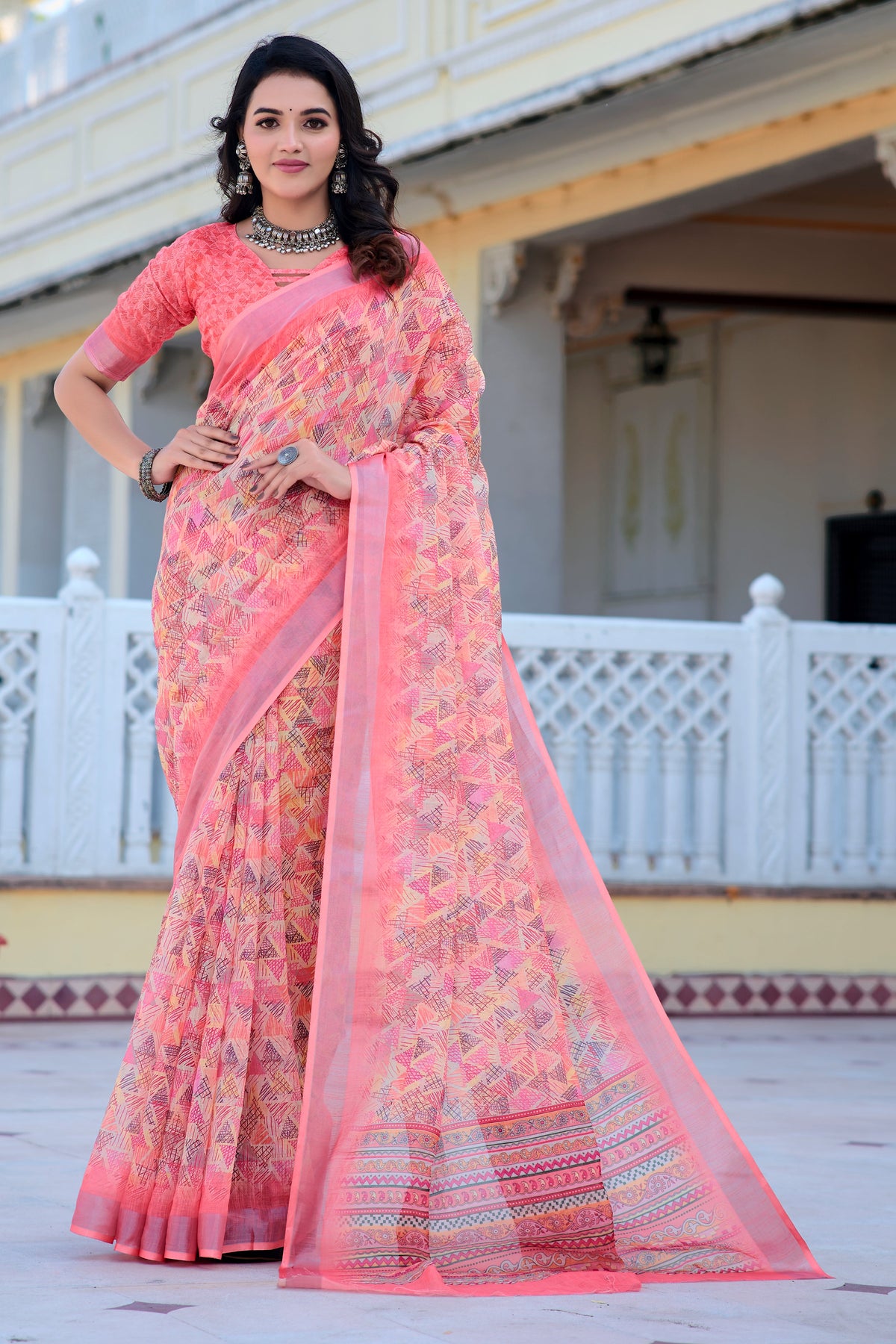 Women's Linen Cotton Traditional Saree