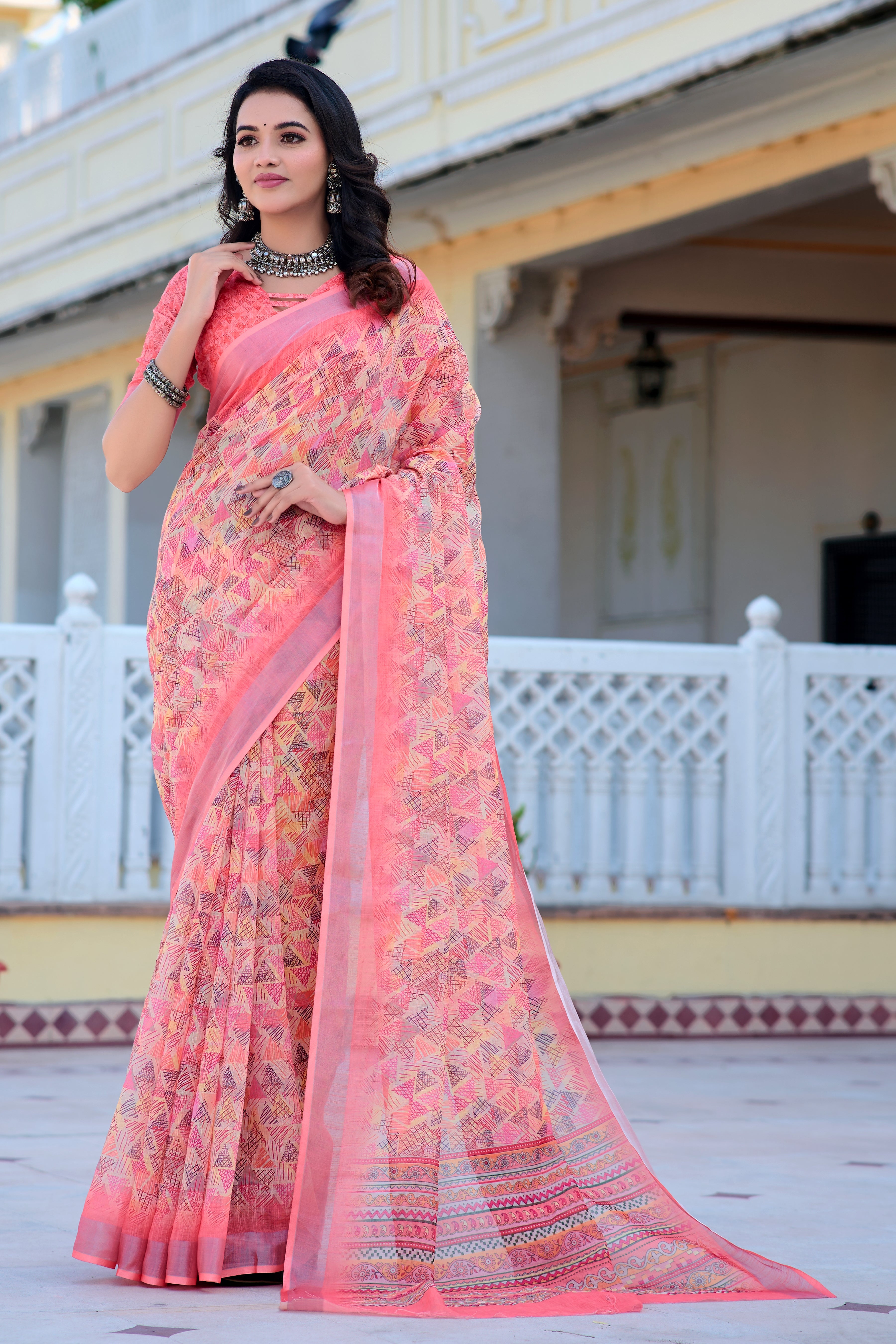 Women's Linen Cotton Traditional Saree