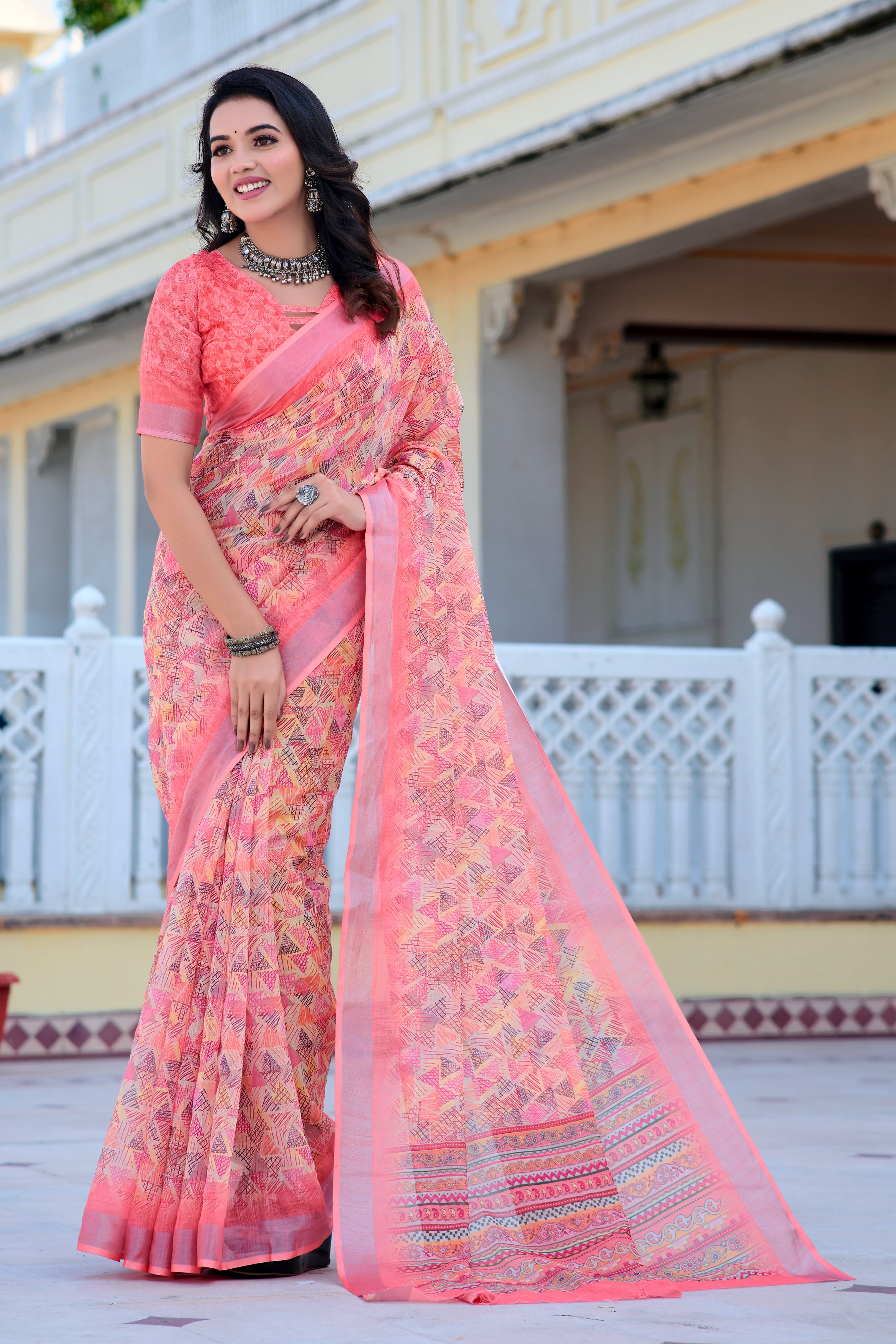 Women's Linen Cotton Traditional Saree