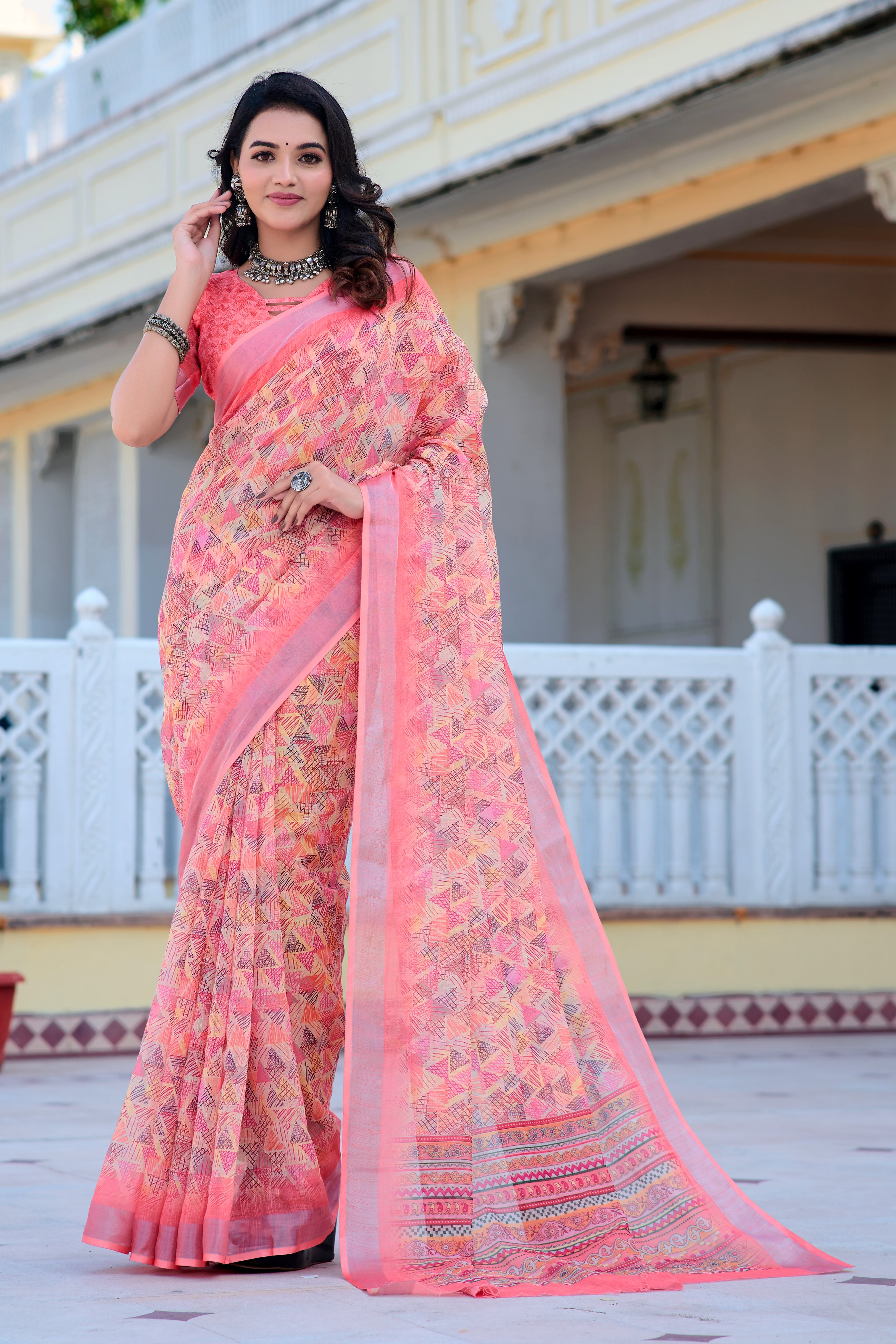 Women's Linen Cotton Traditional Saree
