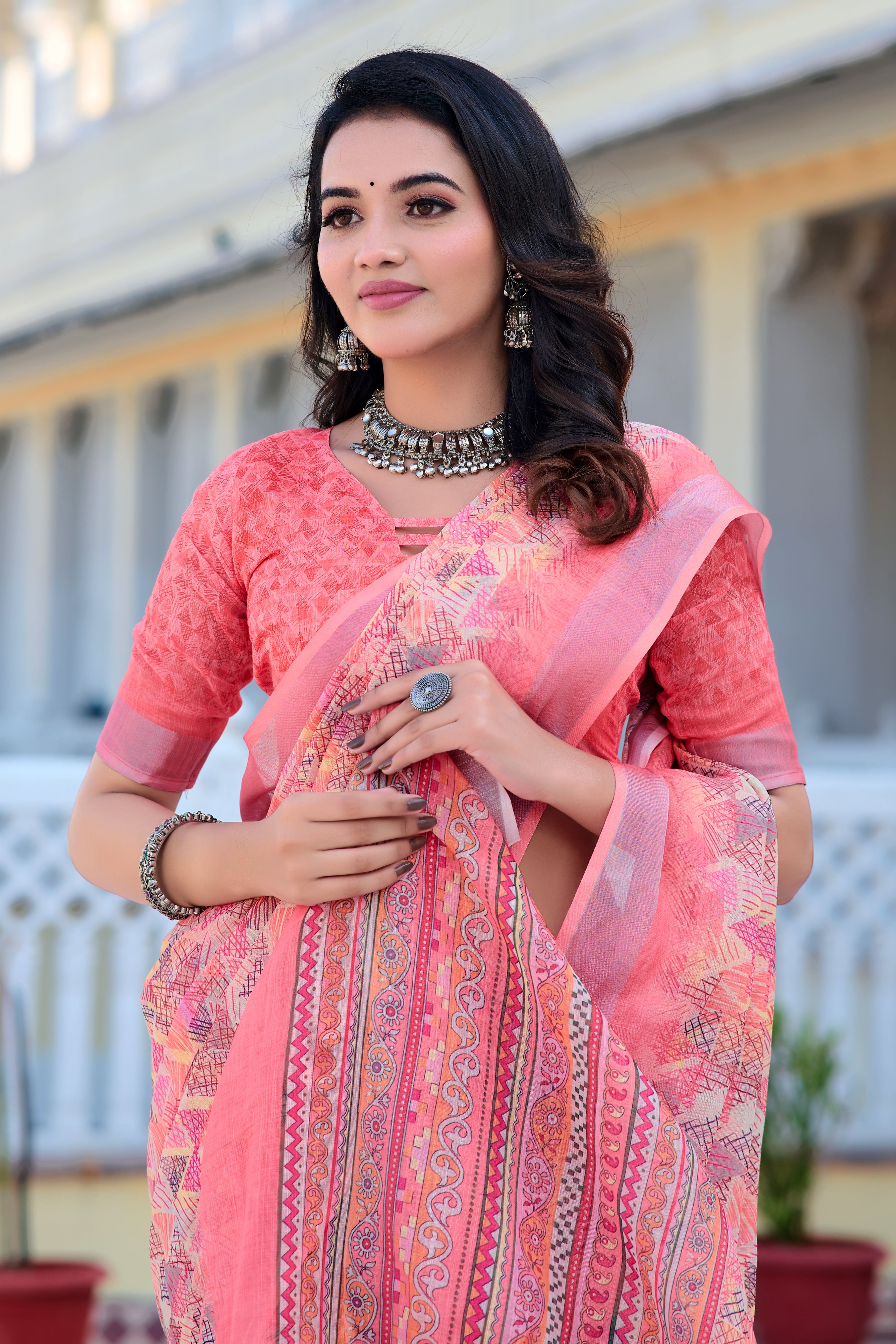 Women's Linen Cotton Traditional Saree