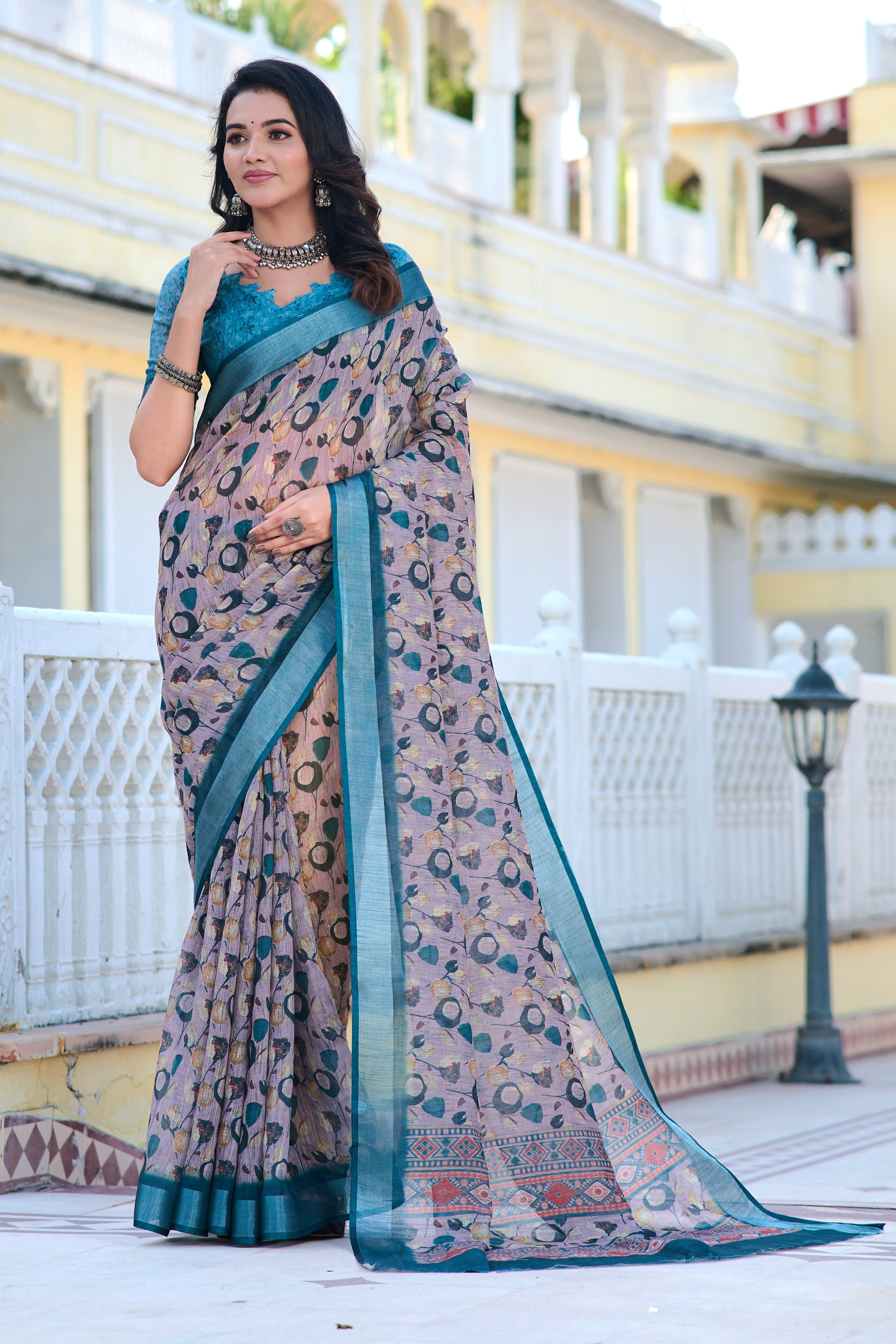Women's Linen Cotton Traditional Saree