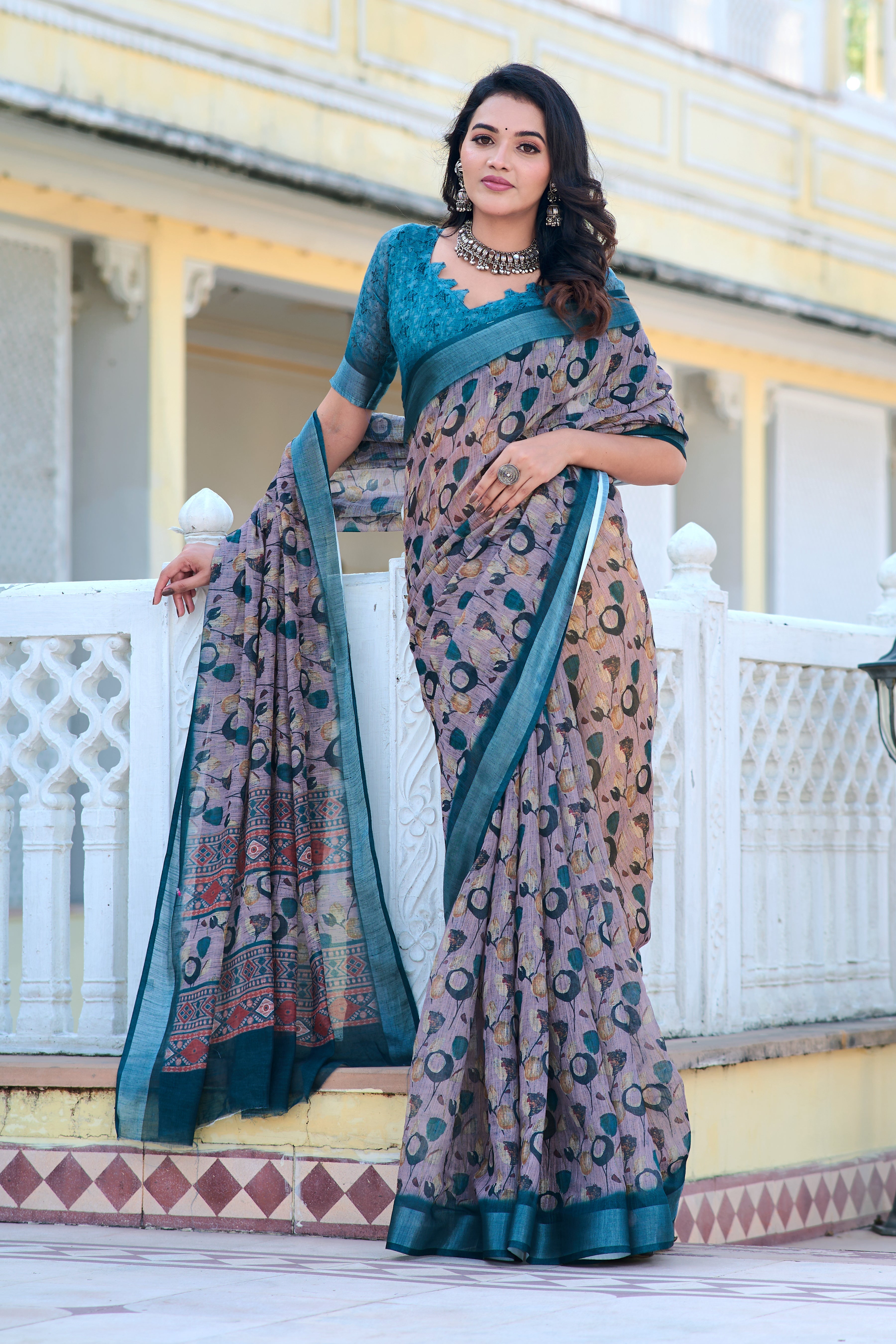 Women's Linen Cotton Traditional Saree