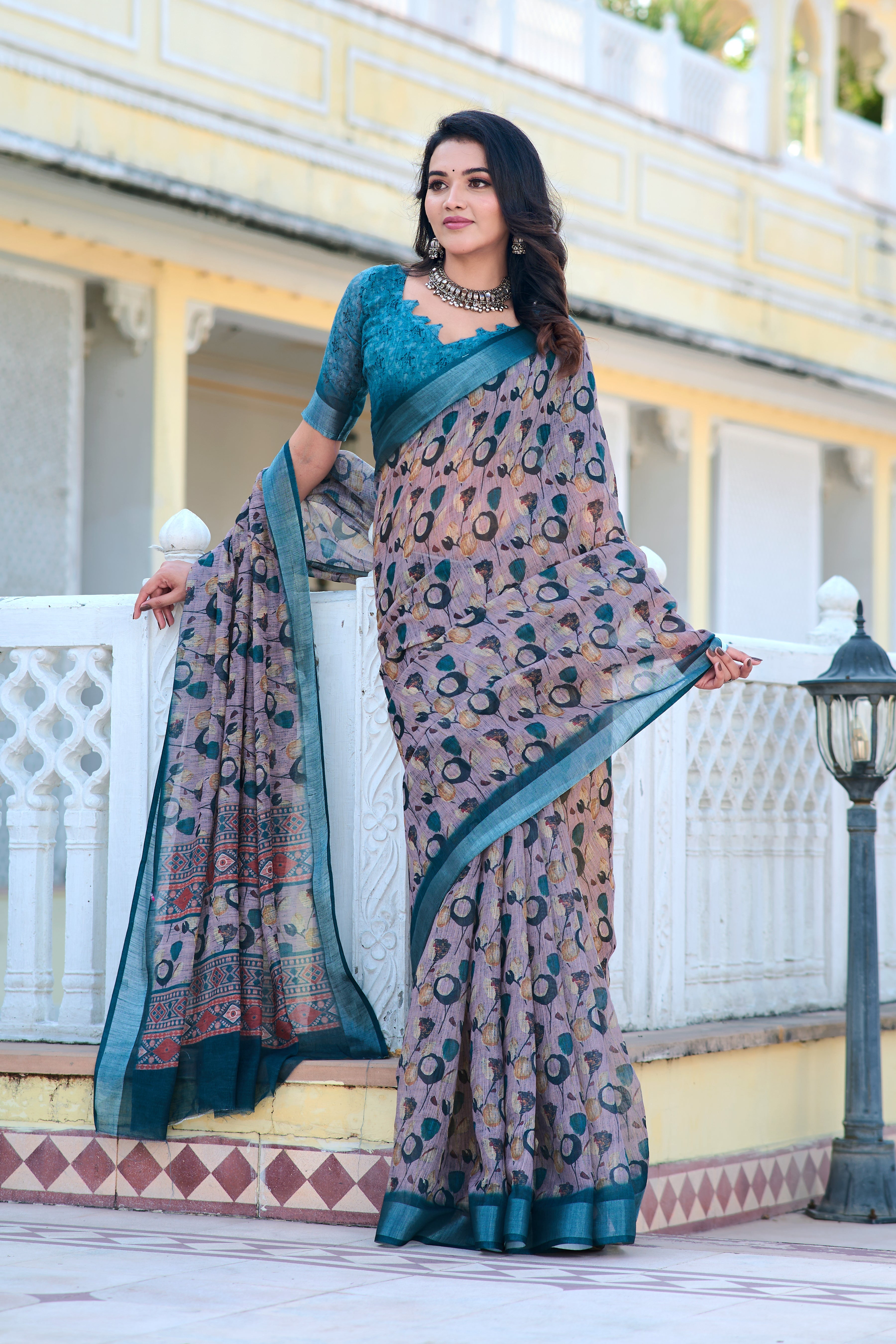 Women's Linen Cotton Traditional Saree