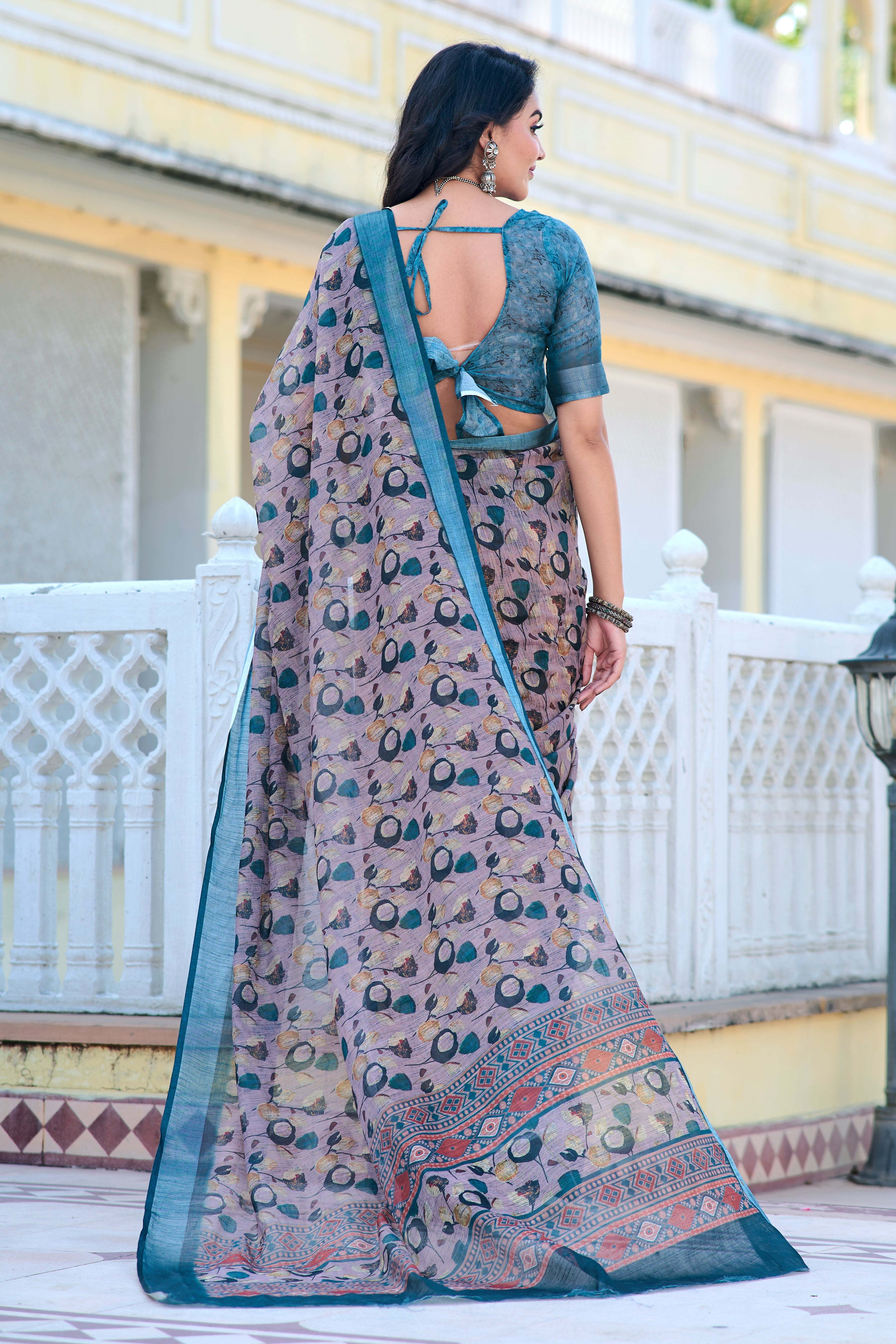 Women's Linen Cotton Traditional Saree