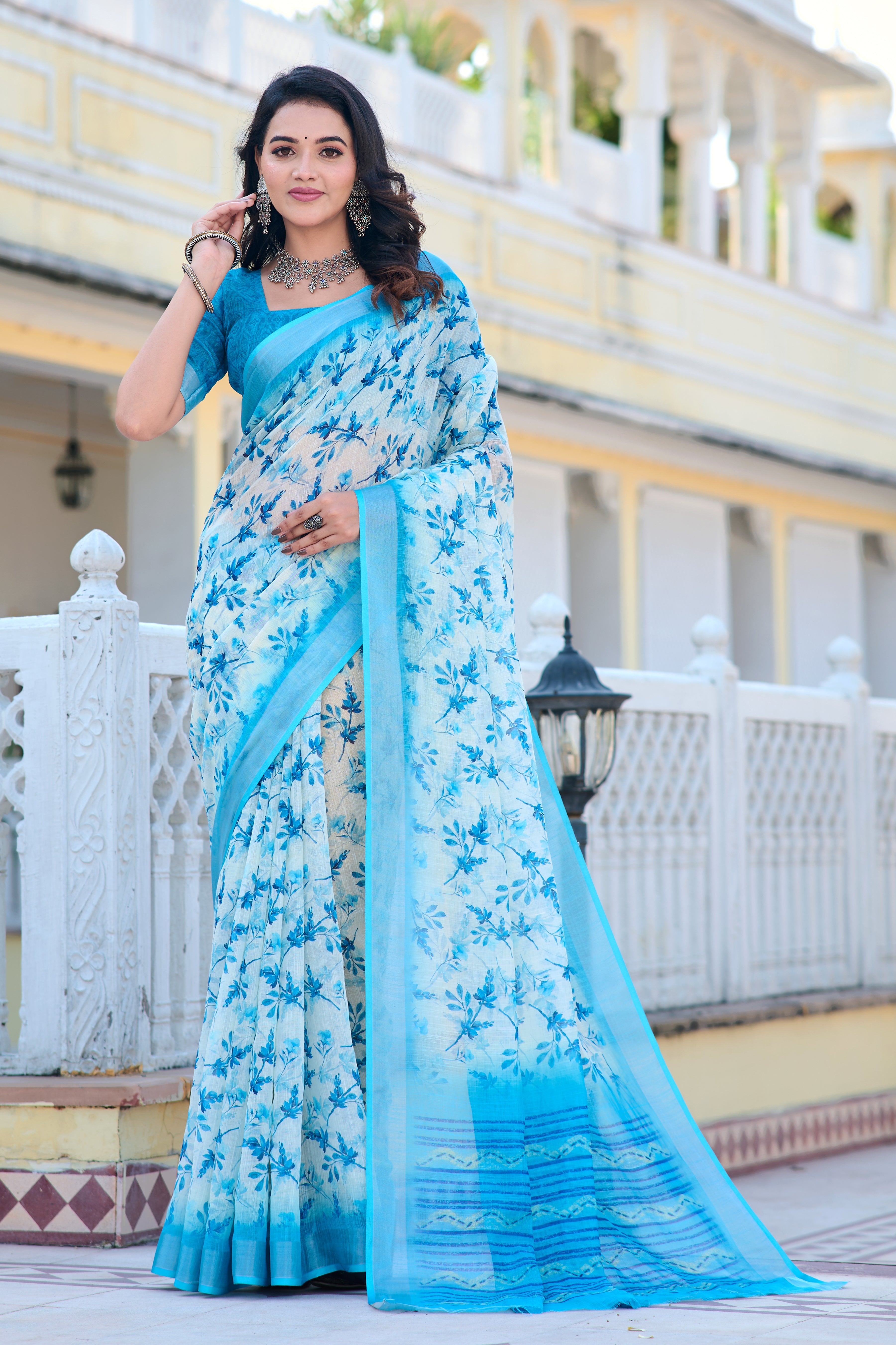 Women's Linen Cotton Traditional Saree