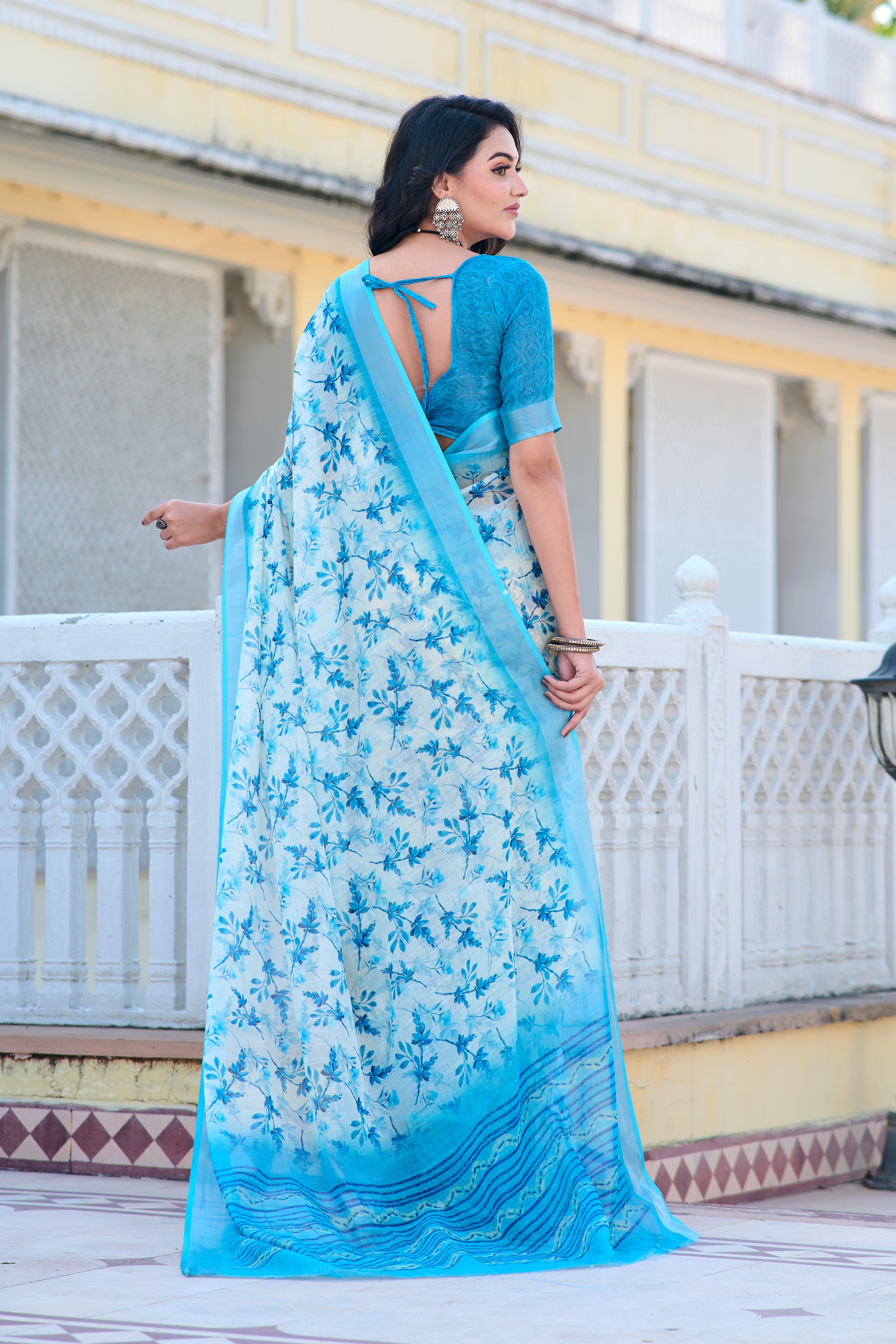 Women's Linen Cotton Traditional Saree